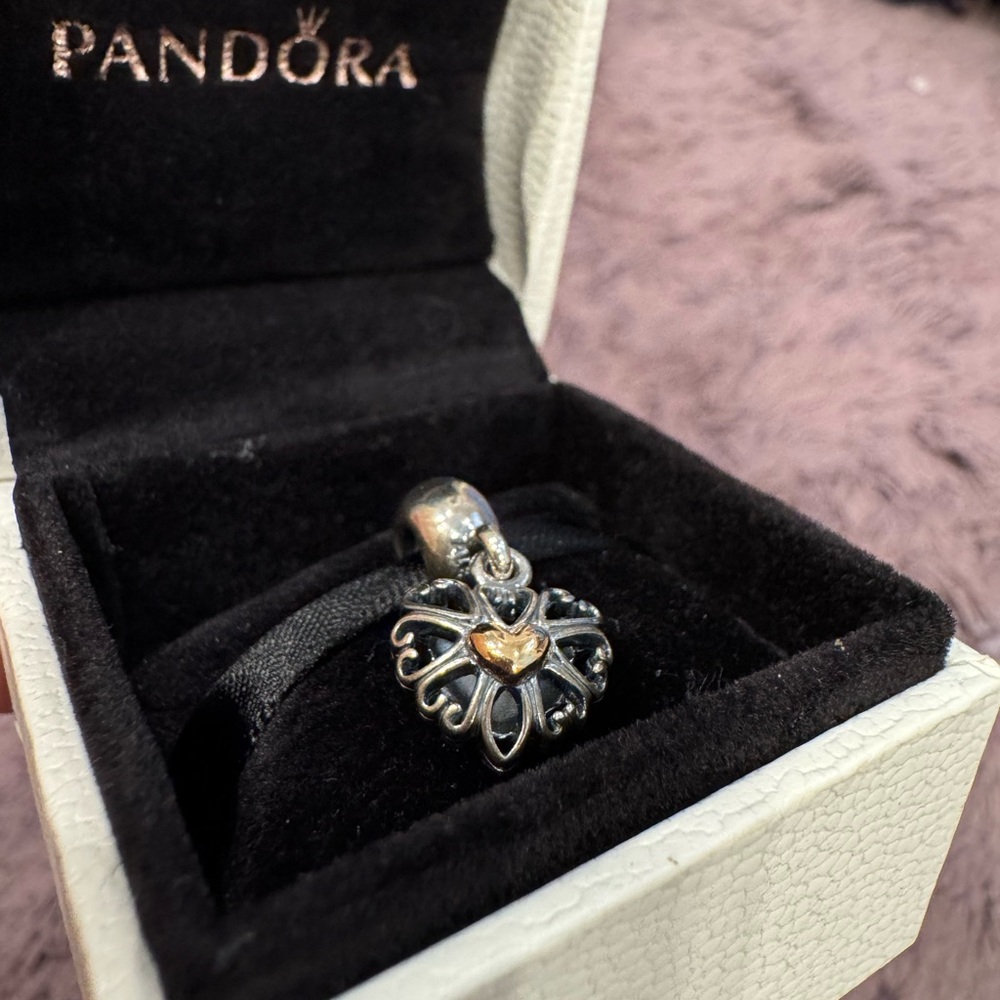 Pandora Silver and Gold Heart Charm